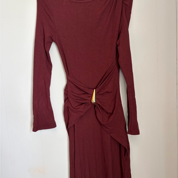 Commense Wine Long-Sleeve Twist Maxi Dress - Picture 2 of 4